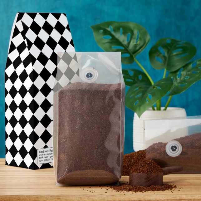Solid Black and White Chevron Pattern Roasted Coffee (Ground)