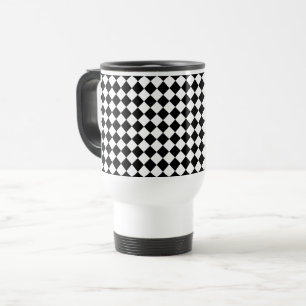 Solid Black and White Chevron Pattern Travel Mug