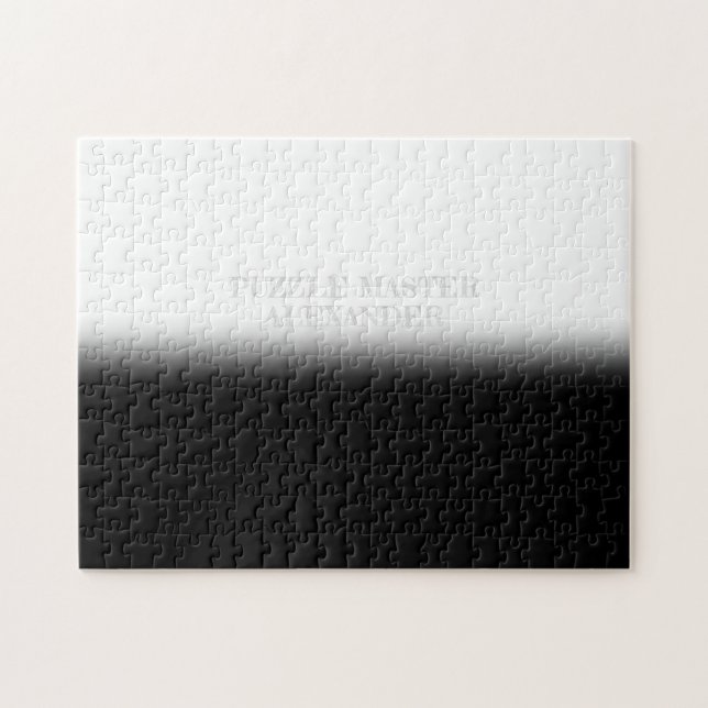 Solid Black and White Secret Message Personalized Jigsaw Puzzle (Horizontal)