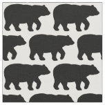 Solid Black Bear on White Background Fabric H