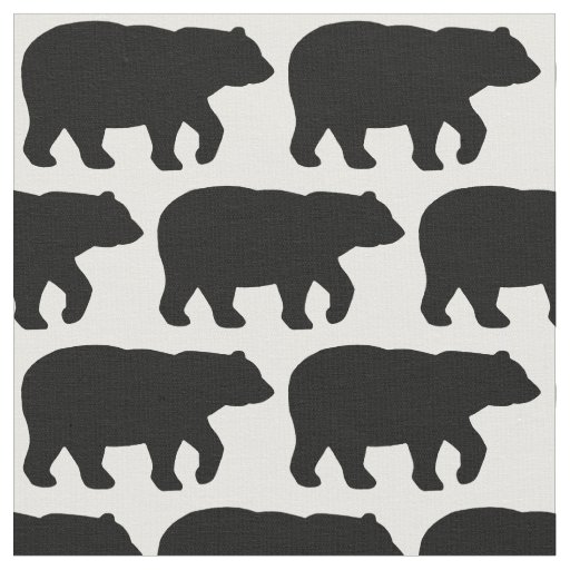Solid Black Bear on White Background Fabric H