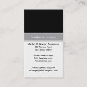 Solid Black, Dark Gray Ribbon Name Monogram Business Card