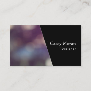 Solid Black Diagonal Over Colorful Bokeh Photo Business Card