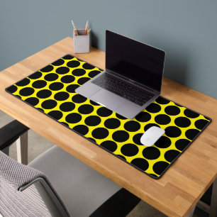 Solid Black Dotted Stylish Bright Yellow Desk Mat