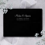 Solid Black Elegant Modern Wedding 5x7 Envelope<br><div class="desc">A customizable solid black 5X7 envelope with a white lining inside. This personalized elegant solid black and white envelope is a classy way to send invitations. 
Personalize this formal design with your own return address on the back flap. Perfect for birthday,  wedding,  bachelorette party,  bridal shower or baby shower.</div>