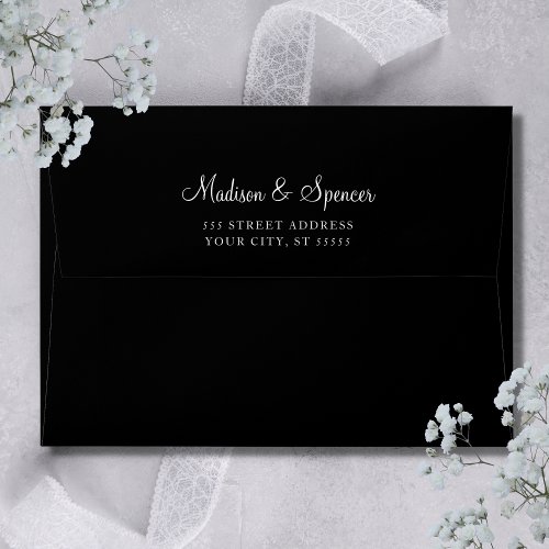 Solid Black Elegant Modern Wedding 5x7 Envelope