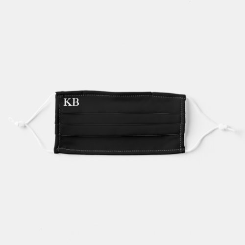 Solid Black Face Mask With White Monogrammed Text