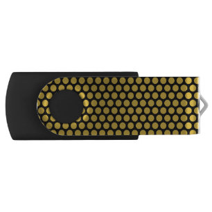 Solid Black Luggage Tag with M Gold Dot Style Flash Drive