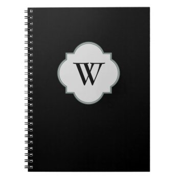 Solid Black Monogram Template Notebook by dawnfx at Zazzle