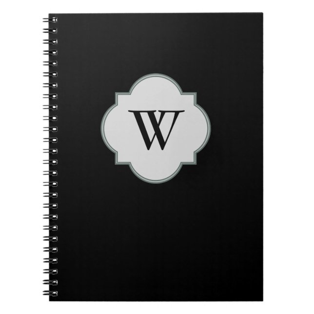 Solid Black Monogram template Notebook (Front)