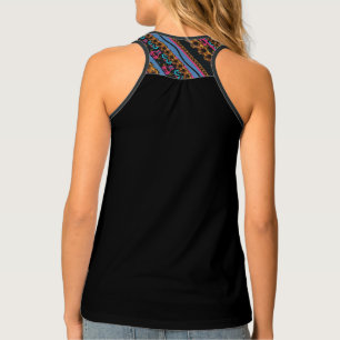Solid Black-MVB Textile Abstract Creative Design Tank Top