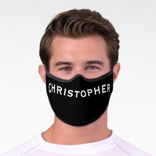 Solid Black Personalized Name Premium Face Mask