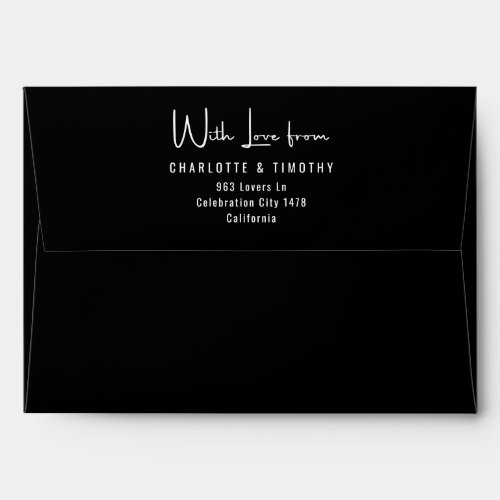 Solid Black Script With Love From Wedding  Envelope