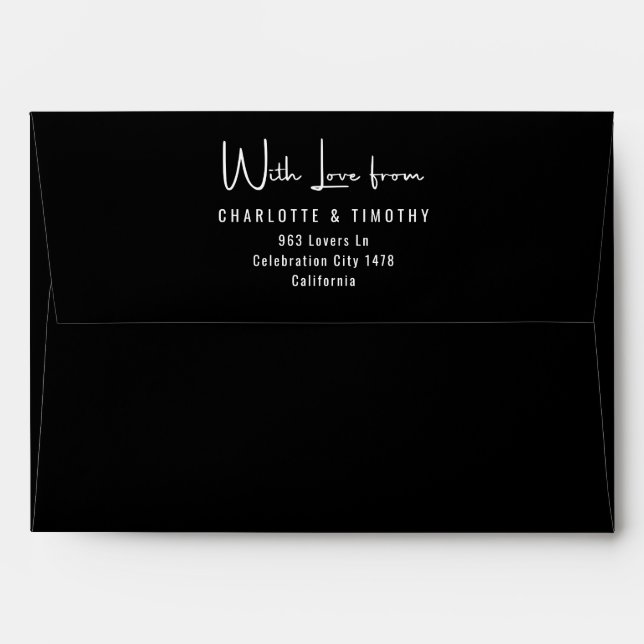 Solid Black Script With Love From Wedding  Envelope (Back (Top Flap))