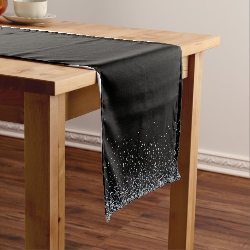 Solid Black  Silver Glitter  Table Runner