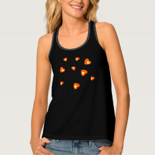 Solid black tank top with orange hearts for anyone