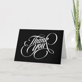 Solid Black Thank You Card Bealeader by bealeader at Zazzle