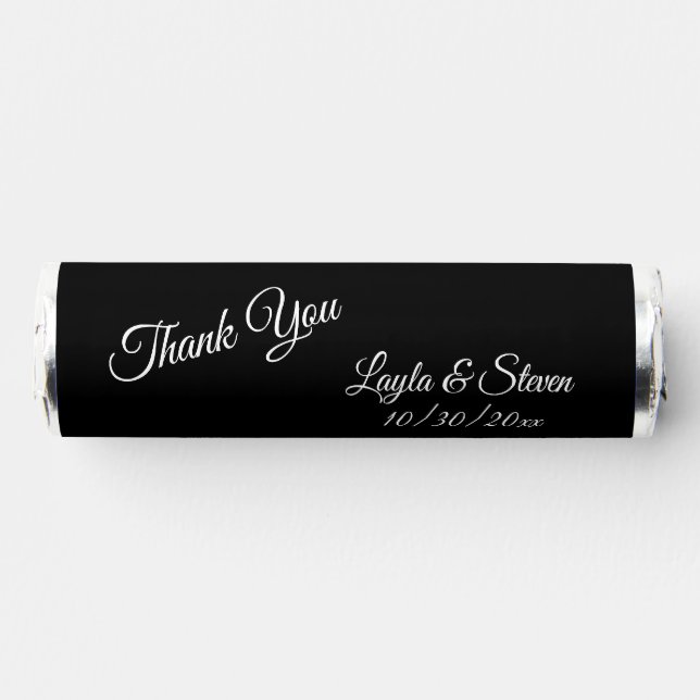 Solid Black Thank You Names and Date  Breath Savers® Mints (Front)