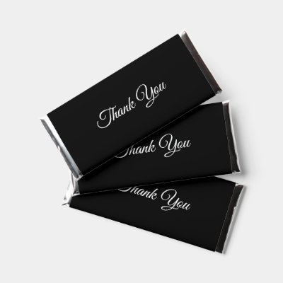 Solid Black Thank You Names and Date  Hershey Bar Favors