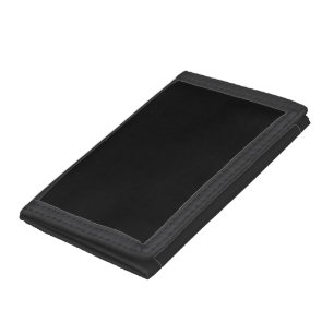 Solid black tri-fold wallet