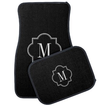 Solid Black With Black Monogram Car Mat by PastelCrown at Zazzle