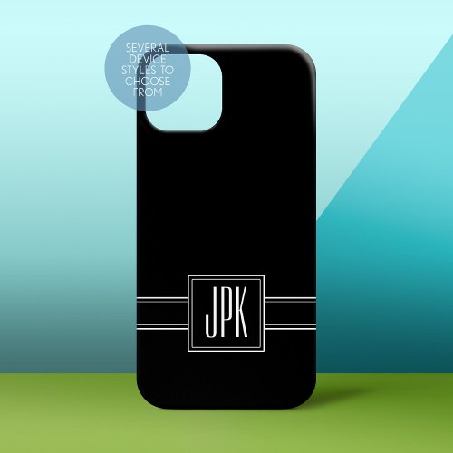 Solid Black with Triple Monogram iPhone 13 Mini Case