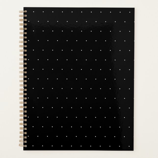 Solid Black with White Dot Style Planner (Front)