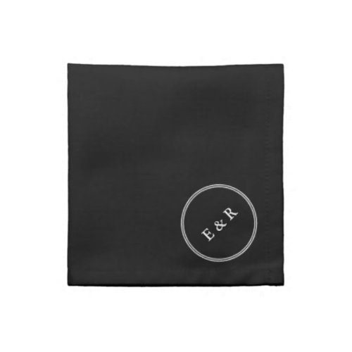 Solid Black with White Wedding Detail Napkin