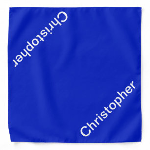 Solid Blue and White Personalized Name Bandana