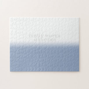 Solid Blue and White Secret Message Personalized Jigsaw Puzzle