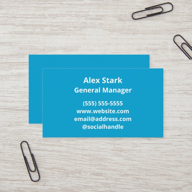 Solid Blue Business Cards (Front/Back In Situ)