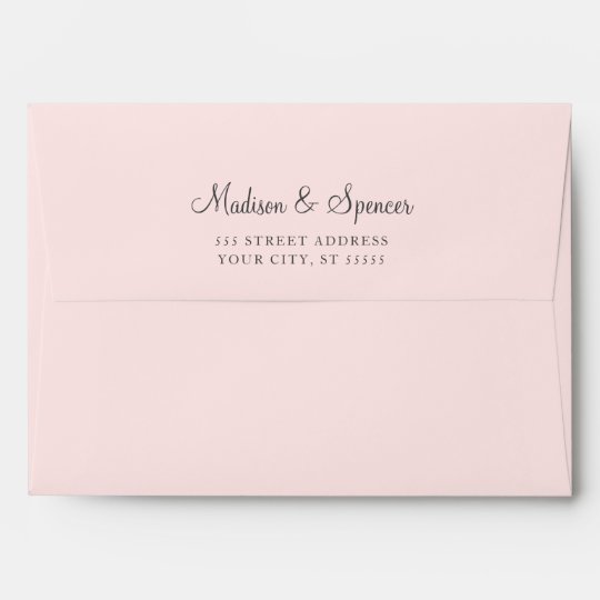 Solid Blush Pink Pastel Wedding 5x7 Envelope