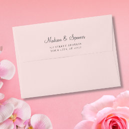Solid Blush Pink Pastel Wedding 5x7 Envelope