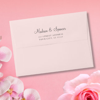 Solid Blush Pink Pastel Wedding 5x7 Envelope