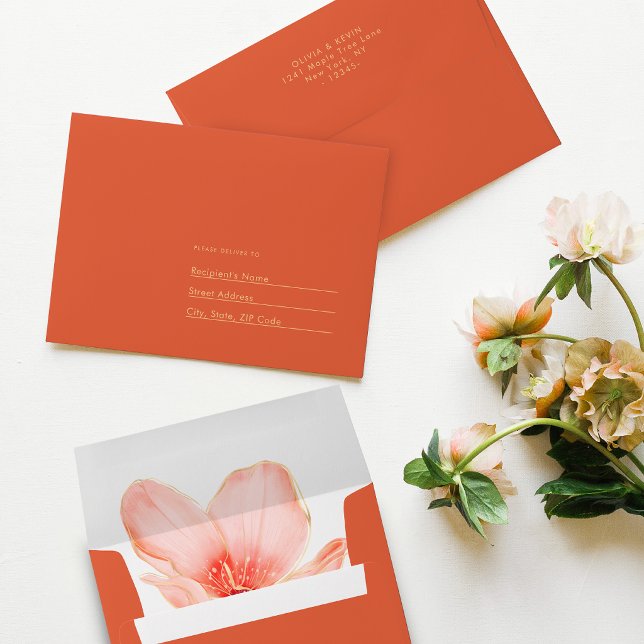 Solid bold Bright orange modern wedding Envelope (Creator Uploaded)