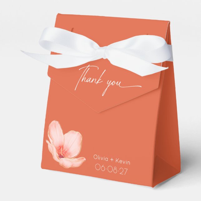 Solid bold Bright orange modern wedding Favor Boxes (Front Side)