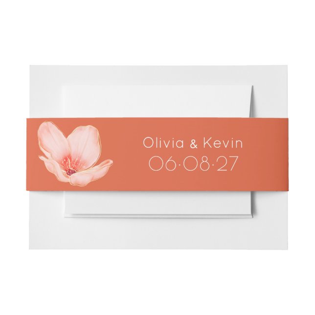 Solid bold Bright orange modern wedding Invitation Belly Band (Front Example)