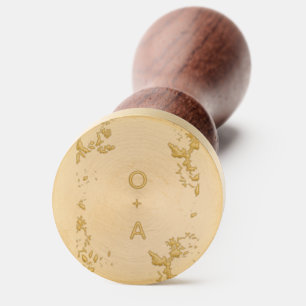 Solid Brass Wax Stamper Elegant Floral Wedding