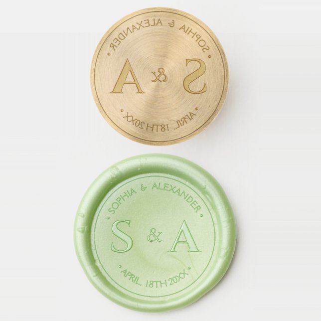 Solid Brass Wax Stamper for modern wedding. (Stamped)