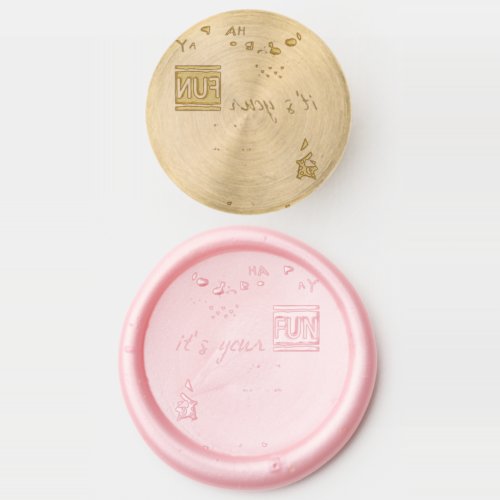 Solid Brass Wax Stamper Pink FUN Cupcake 