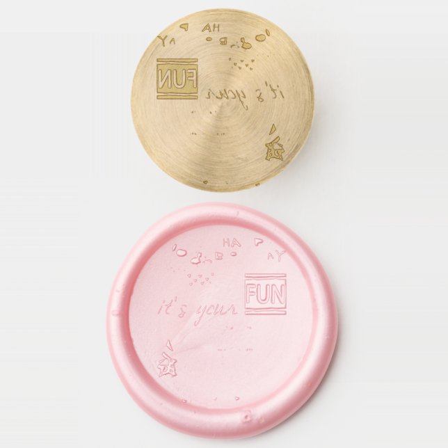 Solid Brass Wax Stamper Pink FUN Cupcake  (Stamped)