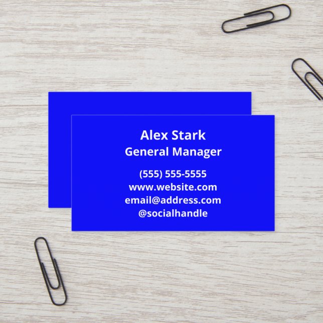 Solid Bright Blue Business Cards (Front/Back In Situ)