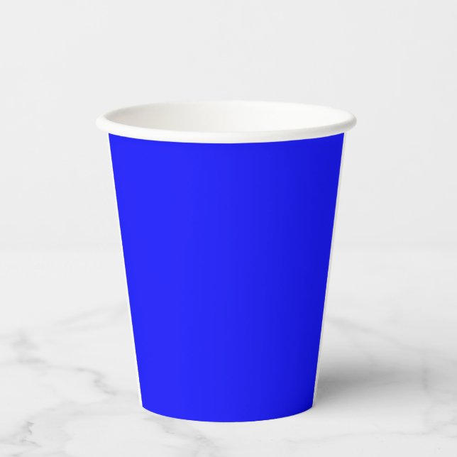 Solid Bright Blue Color Minimalist Plain Paper Cups (Front)