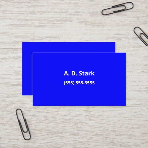 Solid Bright Blue Minimalist Business Cards