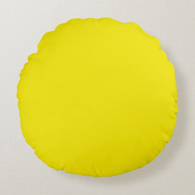 Solid bright canary yellow round pillow (Front)