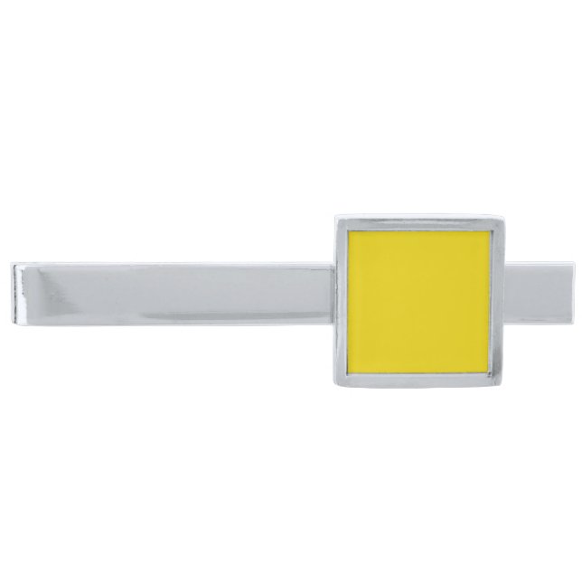 Solid bright citrine yellow silver finish tie bar (Front)
