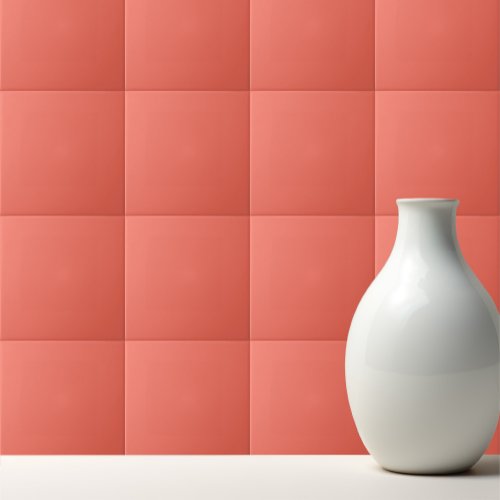 Solid bright coral ceramic tile