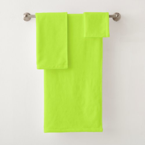 Solid bright lime light green bath towel set