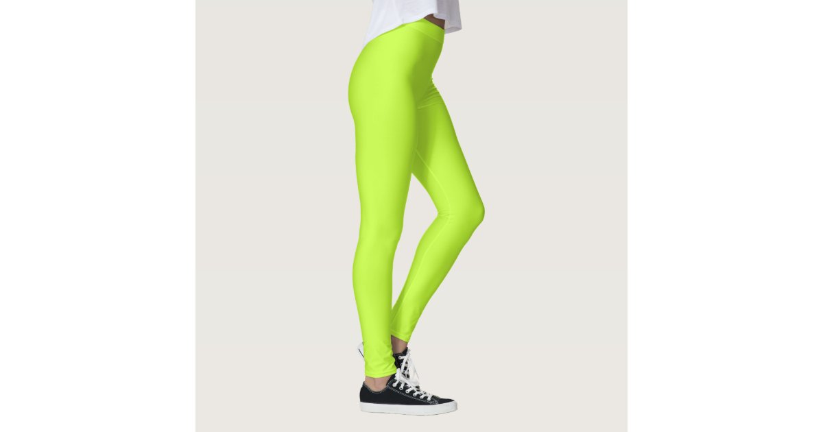 Solid bright lime light green leggings | Zazzle