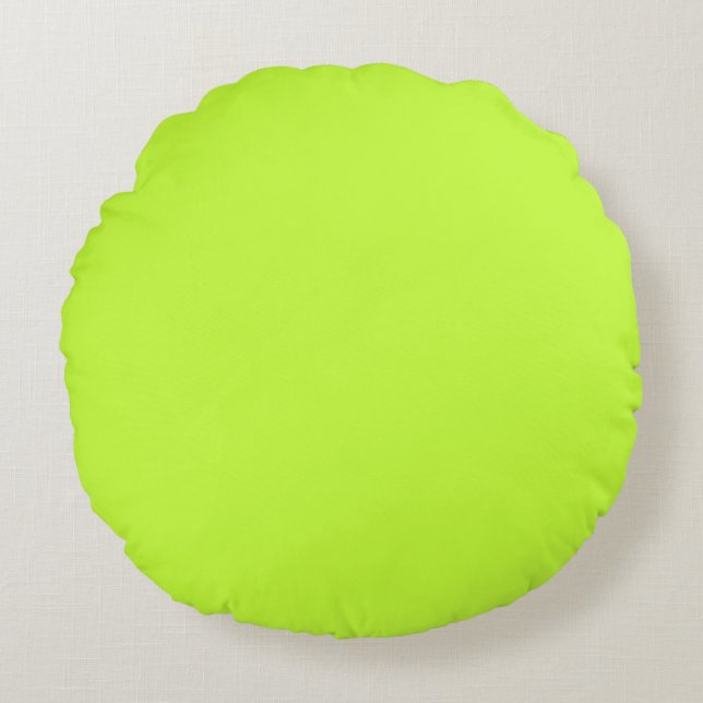 Solid bright lime light green round pillow (Front)
